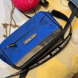 Michael Kors Royal Blue and Black Nylon Belt Bag